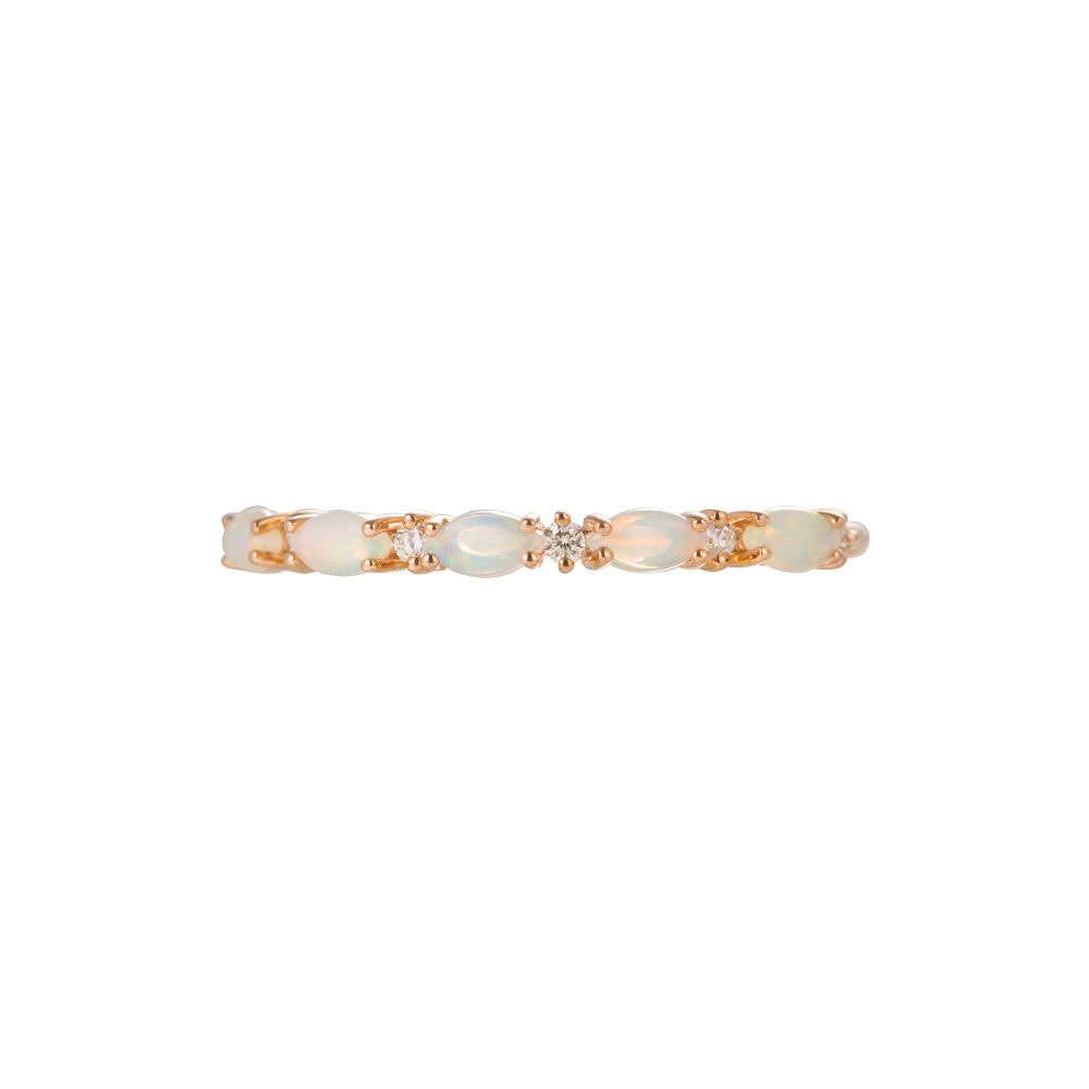 Marquise Opal Diamond Wedding Band - Mia