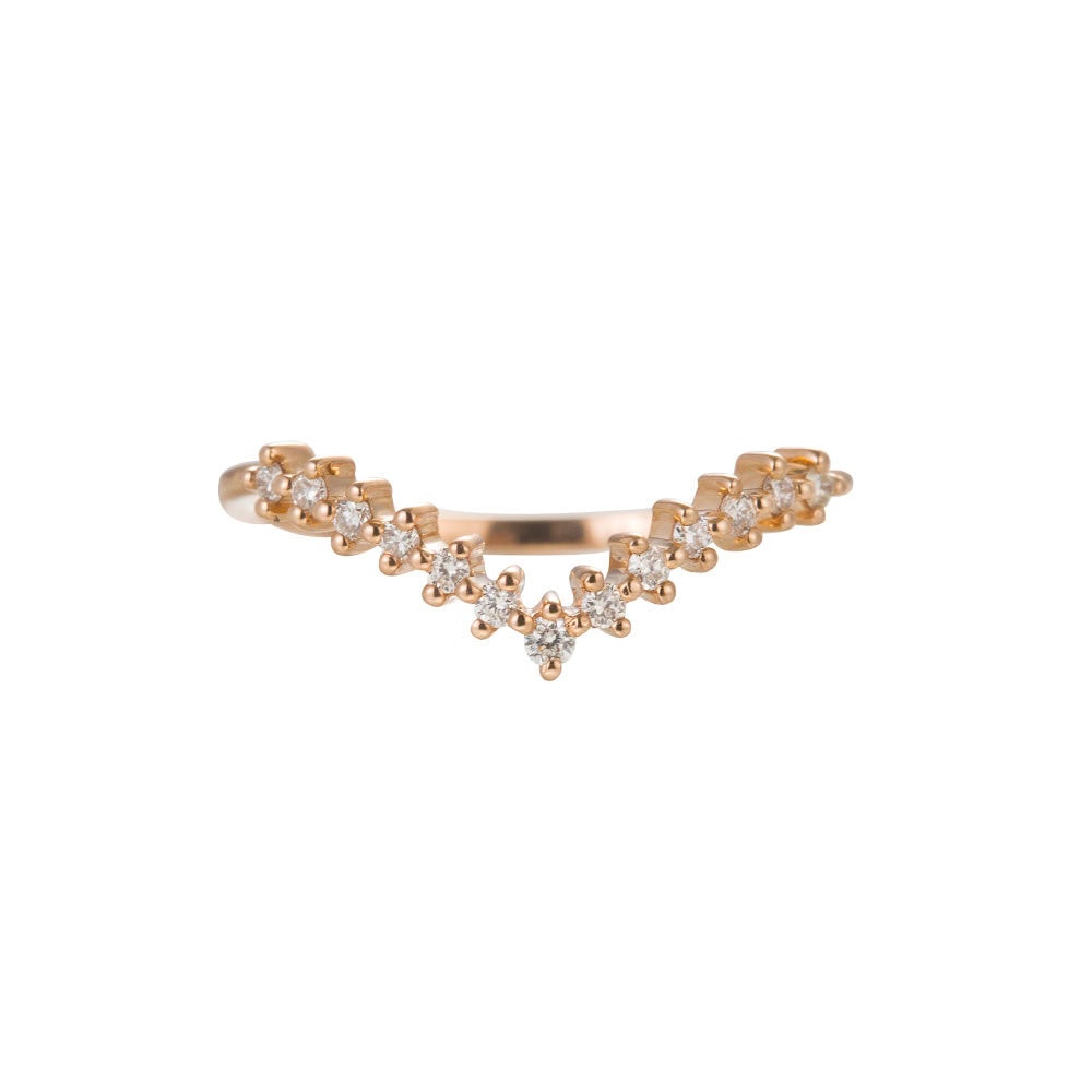 V Shaped Tiara Diamond Wedding Band - Valentina