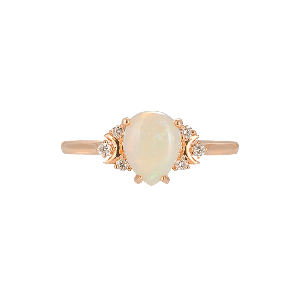 Crescent Moon Pear Cut Opal Ring - Matilda