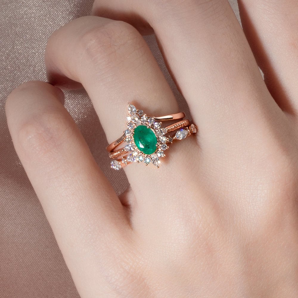 Art Deco Oval Emerald Ring - Aries - Image 4