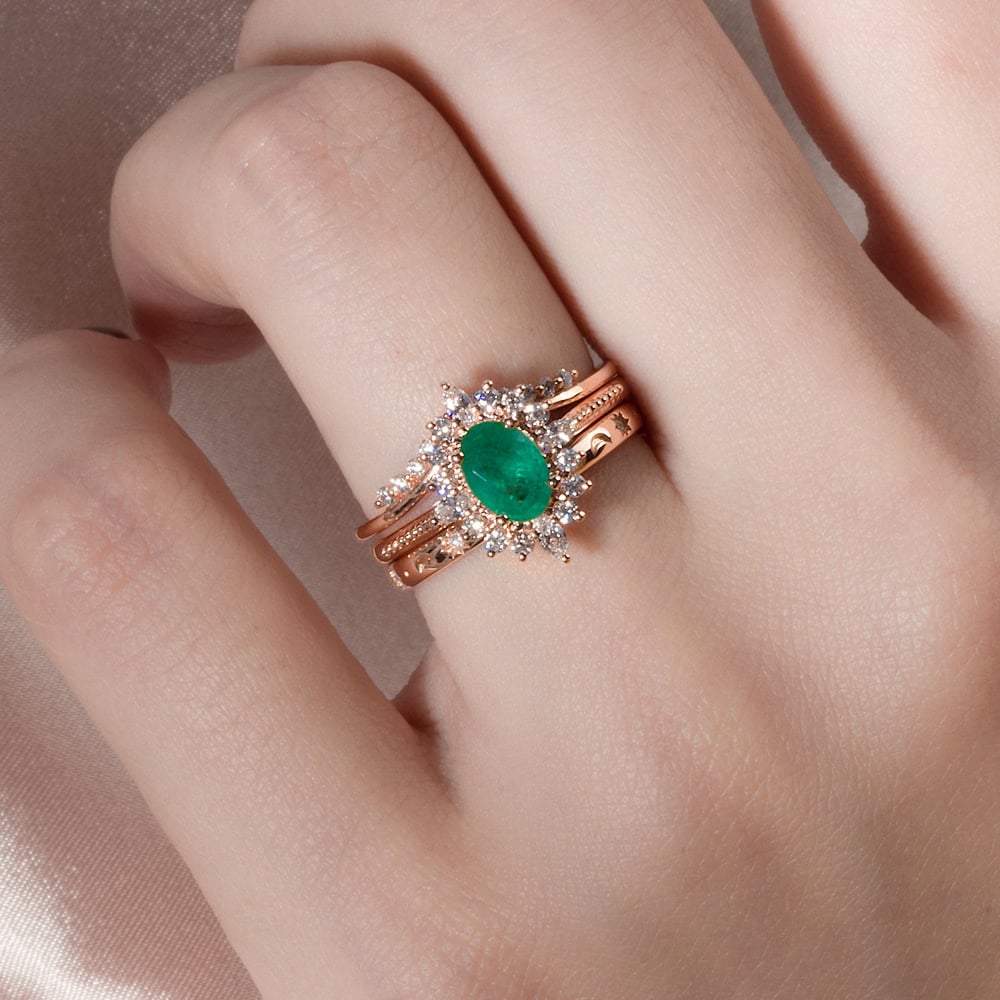 Art Deco Oval Emerald Ring - Aries - Image 6