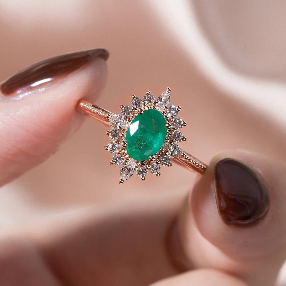 Art Deco Oval Emerald Ring - Aries - Image 3