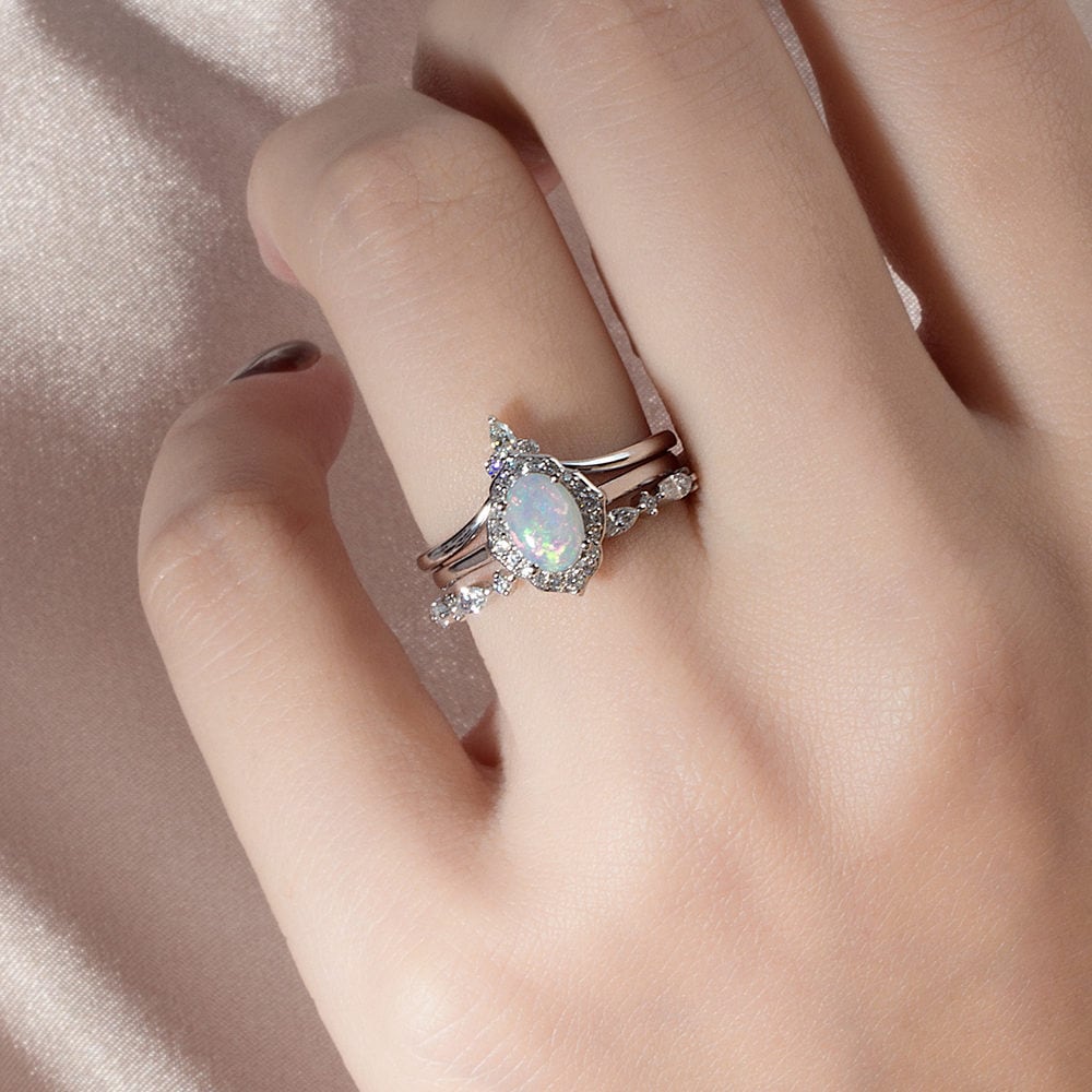 Mini Floral Opal Engagement Ring - Celestine - Image 3