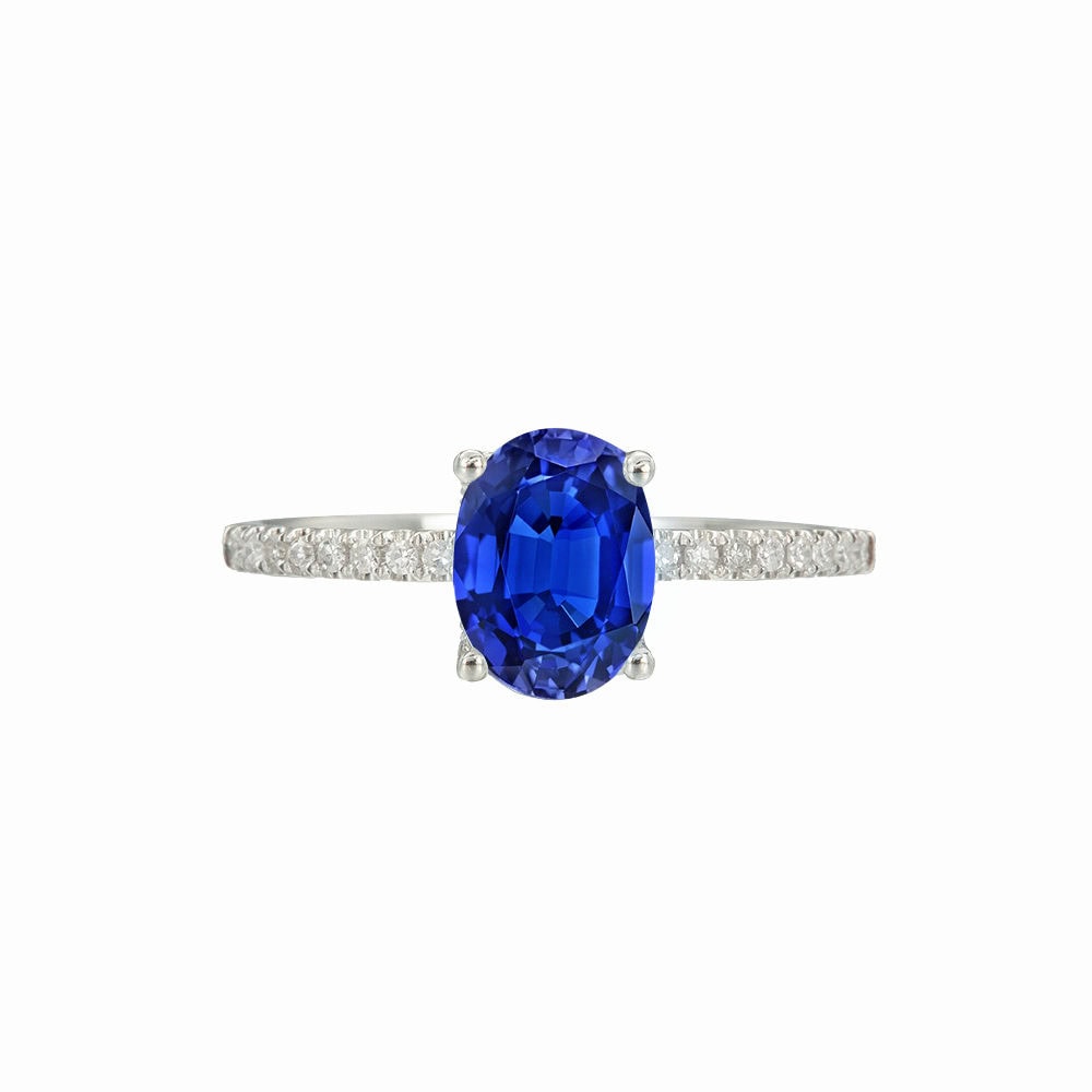 Oval Cut Blue Sapphire Engagement Ring – Maya