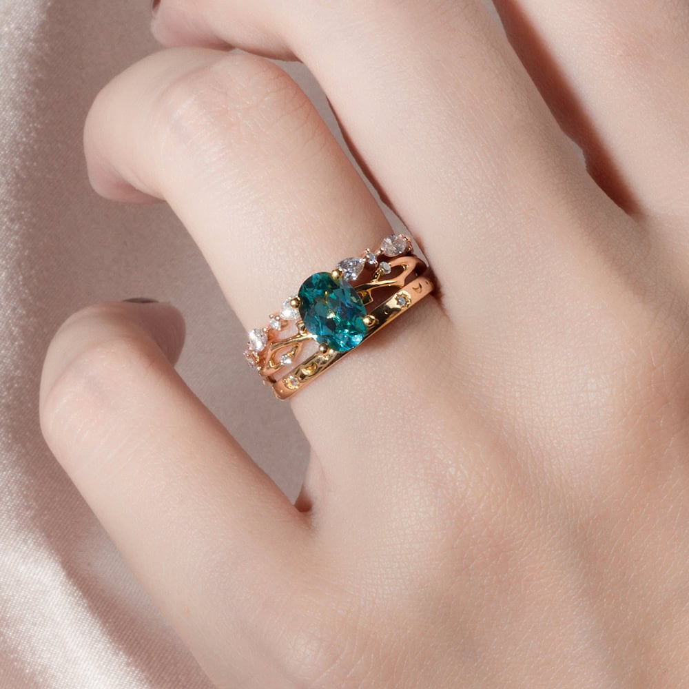 Twig Engagement Ring In Mint Green Sapphire - Felicity - Image 3