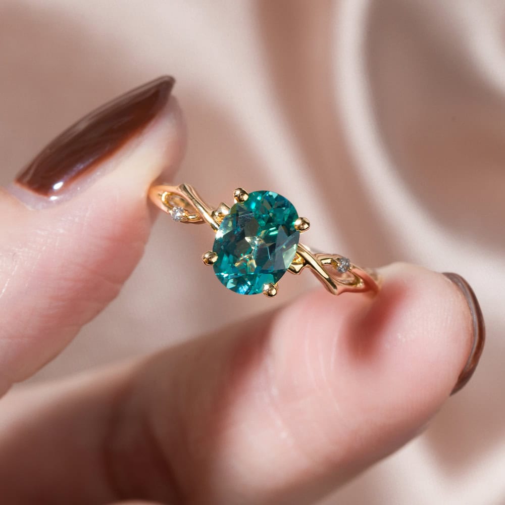 Twig Engagement Ring In Mint Green Sapphire - Felicity - Image 2