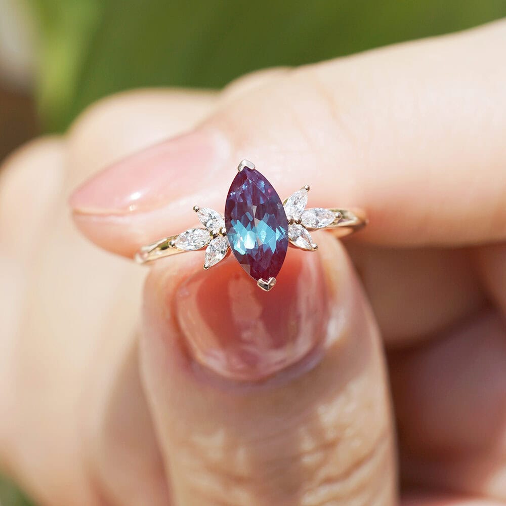 Marquise Cut Alexandrite Diamond Ring - Lavender - Image 3