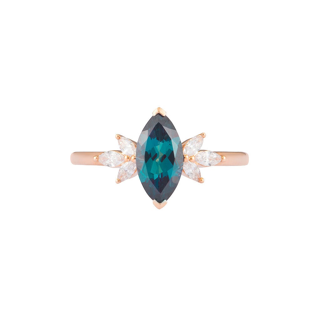 Marquise Cut Alexandrite Diamond Ring - Lavender - Image 2