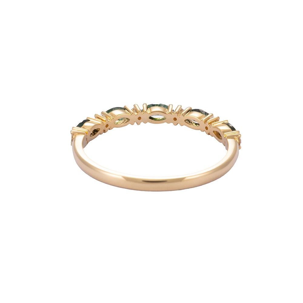 Marquise Moss Agate Diamond Wedding Band - Skye - Image 2