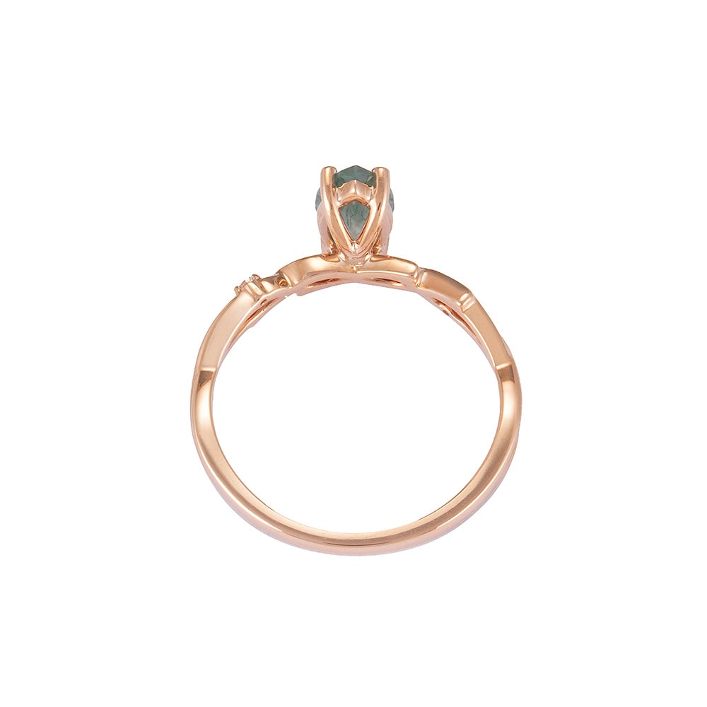 Twig Engagement Ring In Marquise Cut Moss Agate - Zara - Image 2