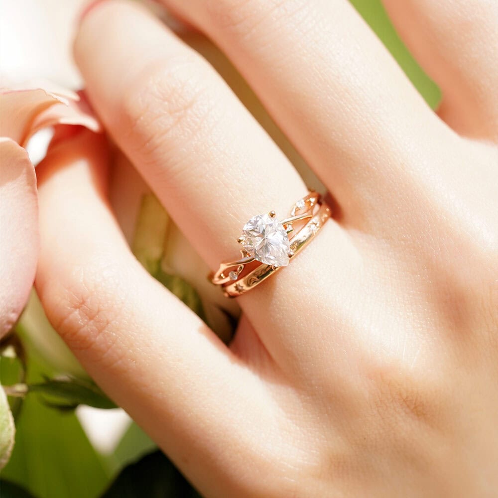 Twig Engagement Ring In Pear Cut Moissanite - May - Image 3