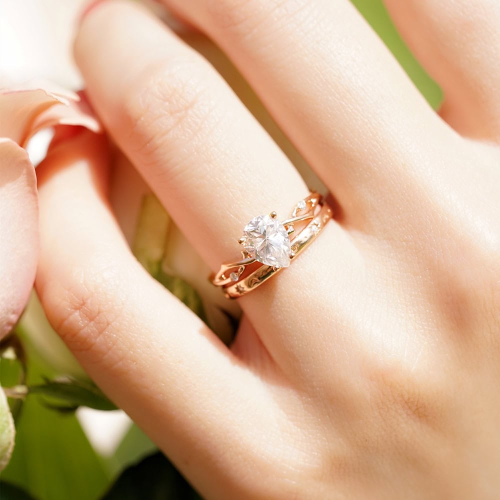 Twig Engagement Ring In Pear Cut Moissanite - May - Image 3