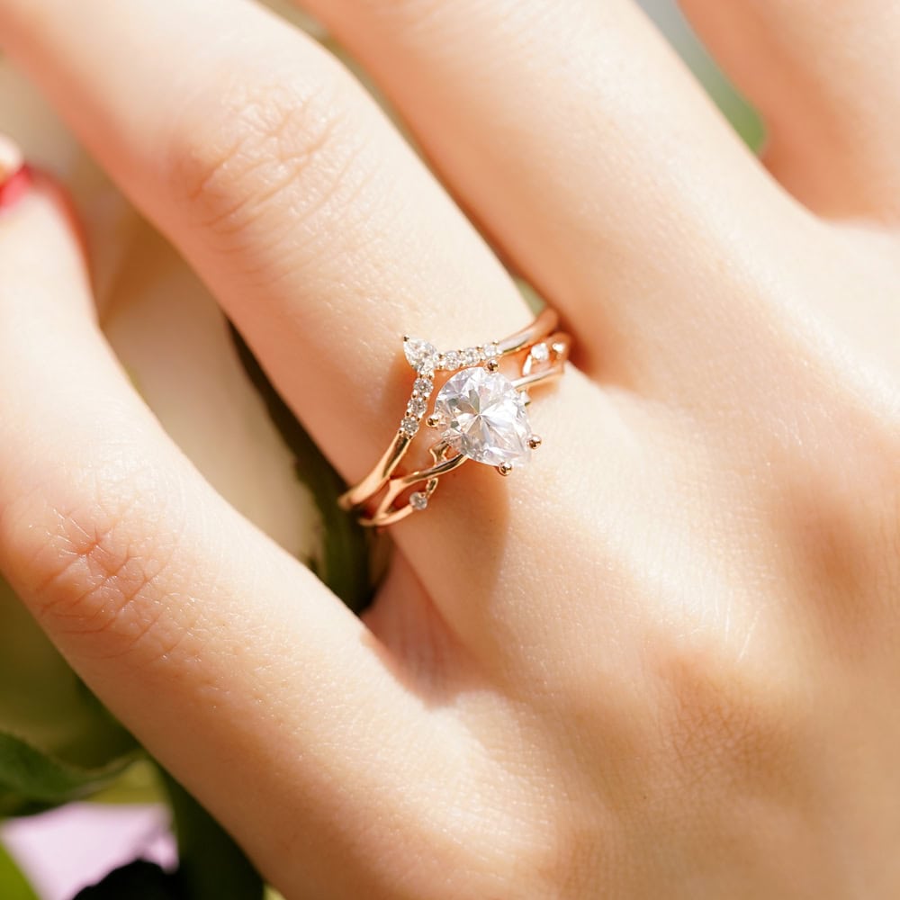 Twig Engagement Ring In Pear Cut Moissanite - May - Image 5