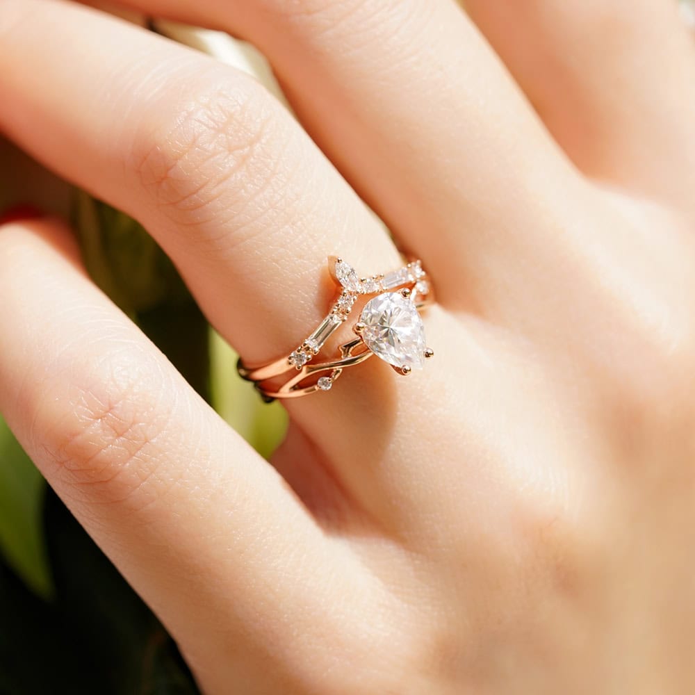 Twig Engagement Ring In Pear Cut Moissanite - May - Image 7