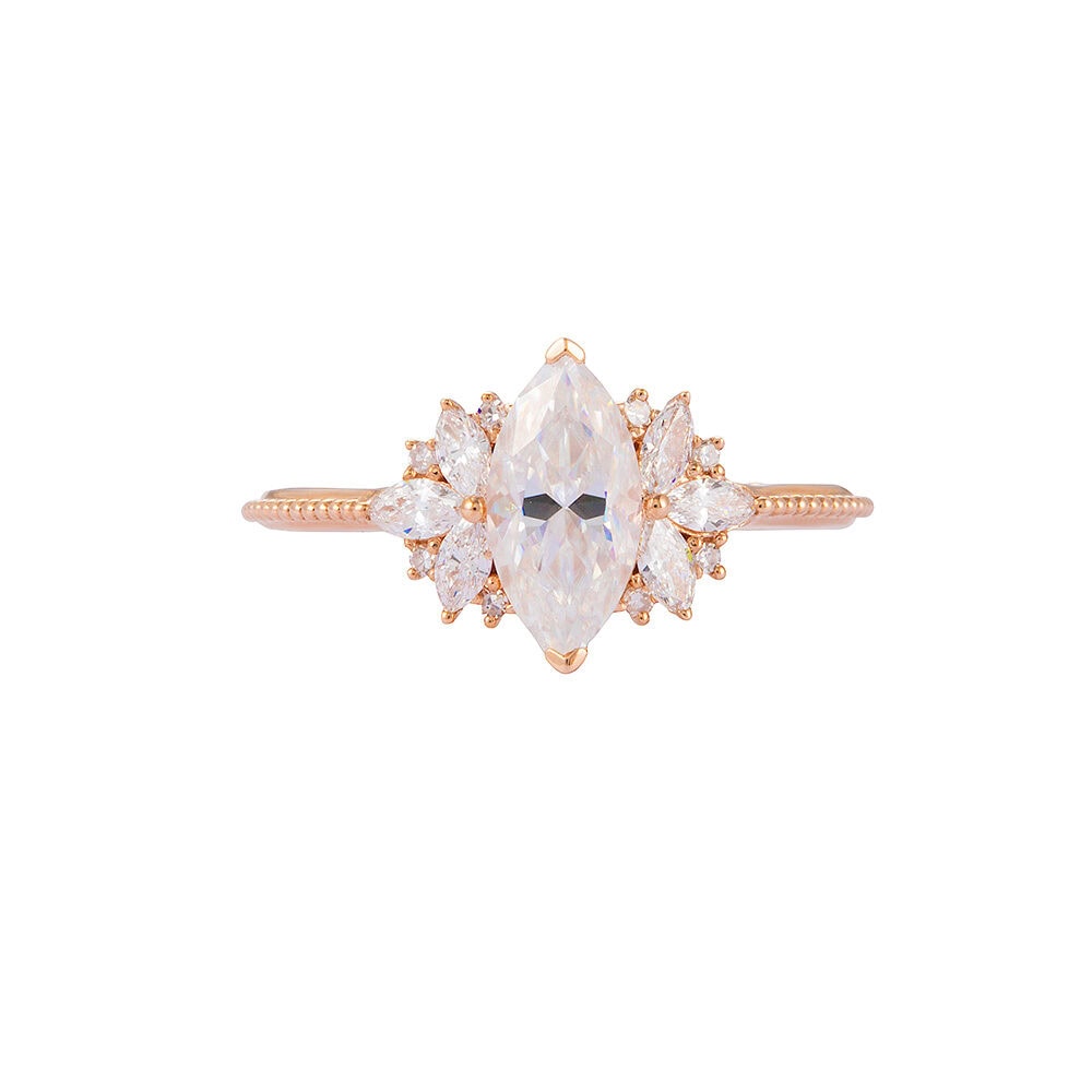 Marquise Moissanite Diamond Cluster Ring - Drew