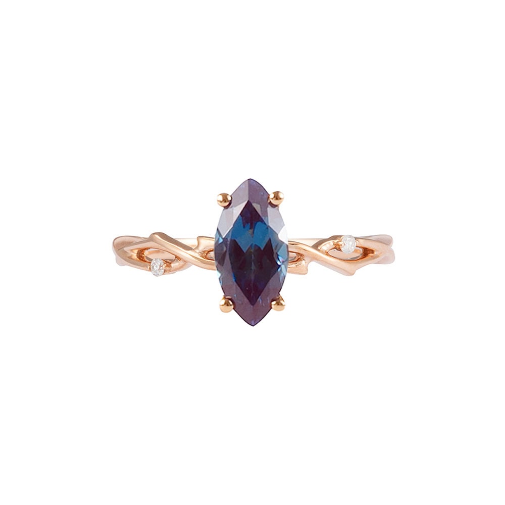 Twig Engagement Ring In Marquise Cut Alexandrite - Violet