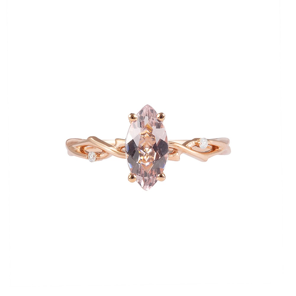 Twig Engagement Ring In Marquise Cut Morganite - Amelia