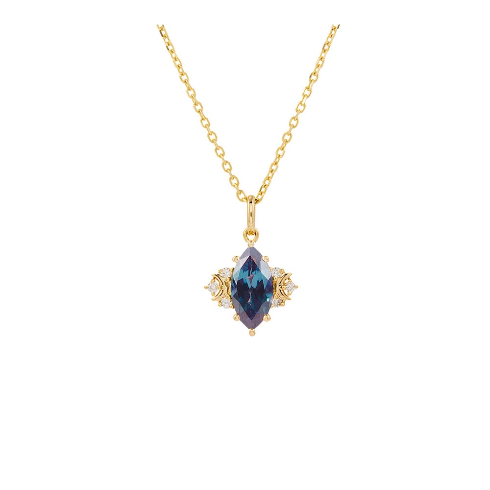 Crescent Moon Marquise Cut Alexandrite Necklace -  Nova