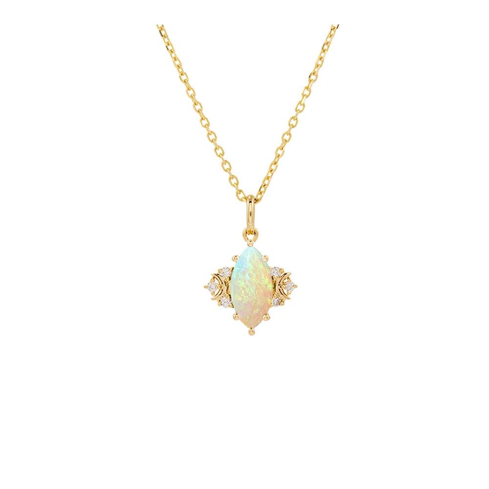 Crescent Moon Marquise Cut Opal Necklace -  Ophelia