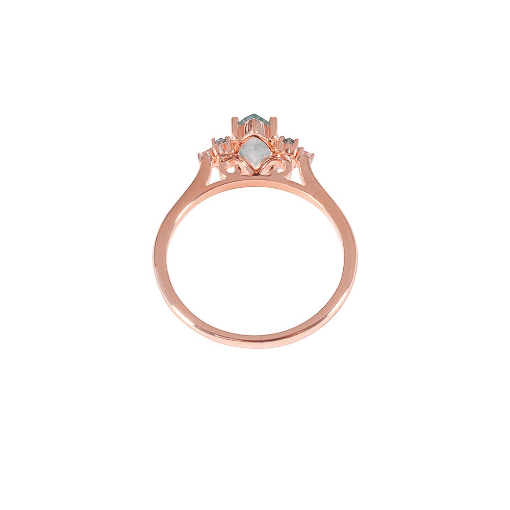 Five Stone Marquise Cut Moss Agate Ring- Emery - Image 2