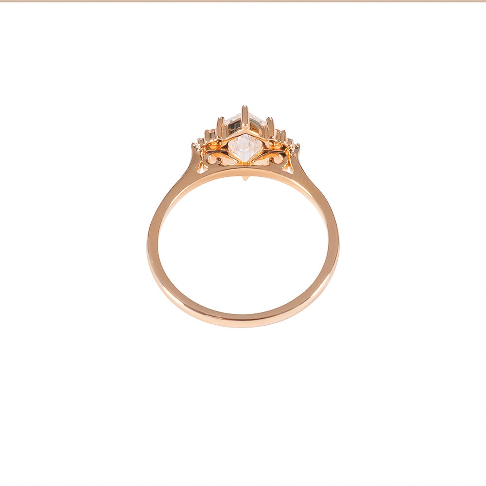 Crescent Moon Hexagon Cut Alexandrite Ring -  Isla - Image 7
