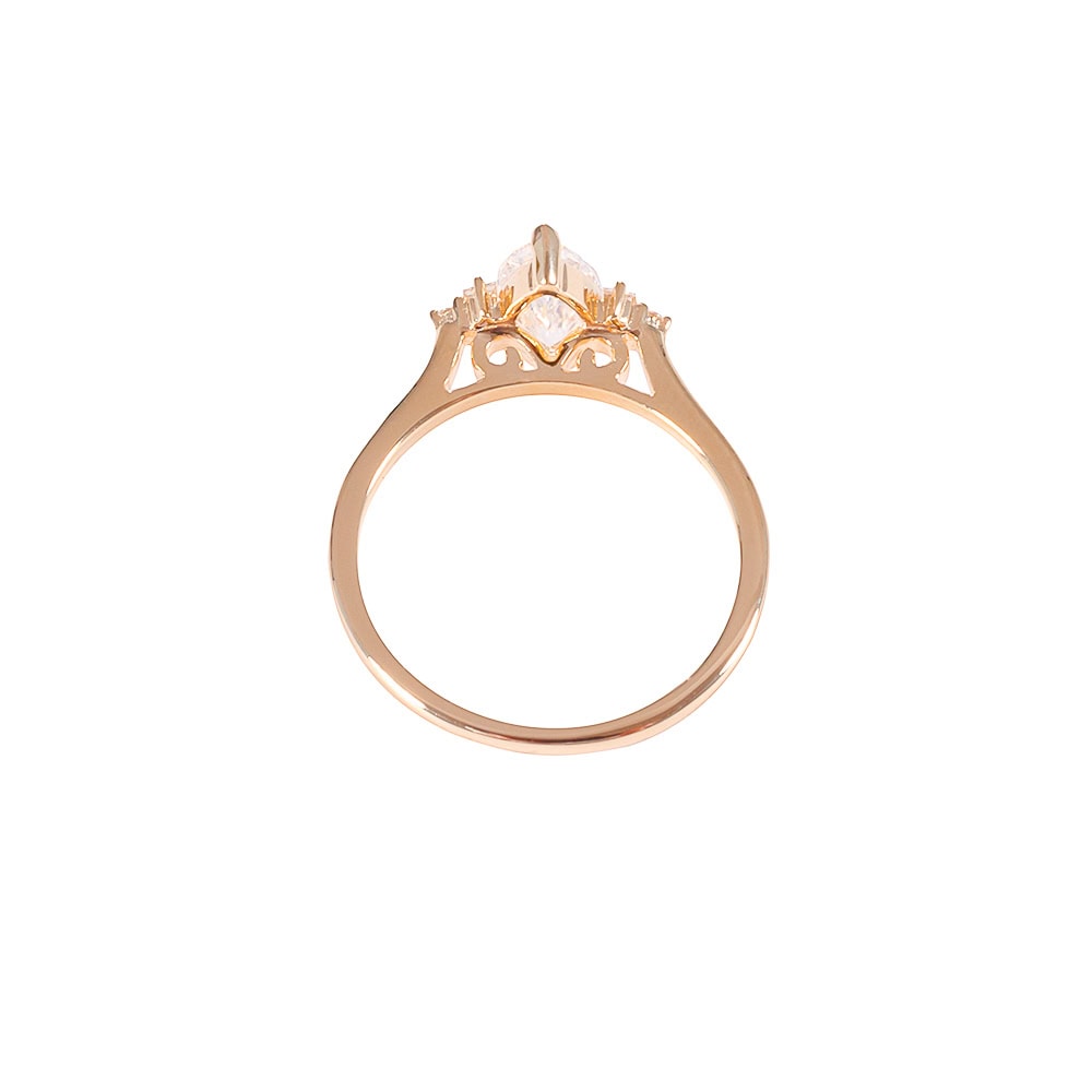 Marquise Cut Moissanite And Baguette Diamond Ring - Desiree - Image 4