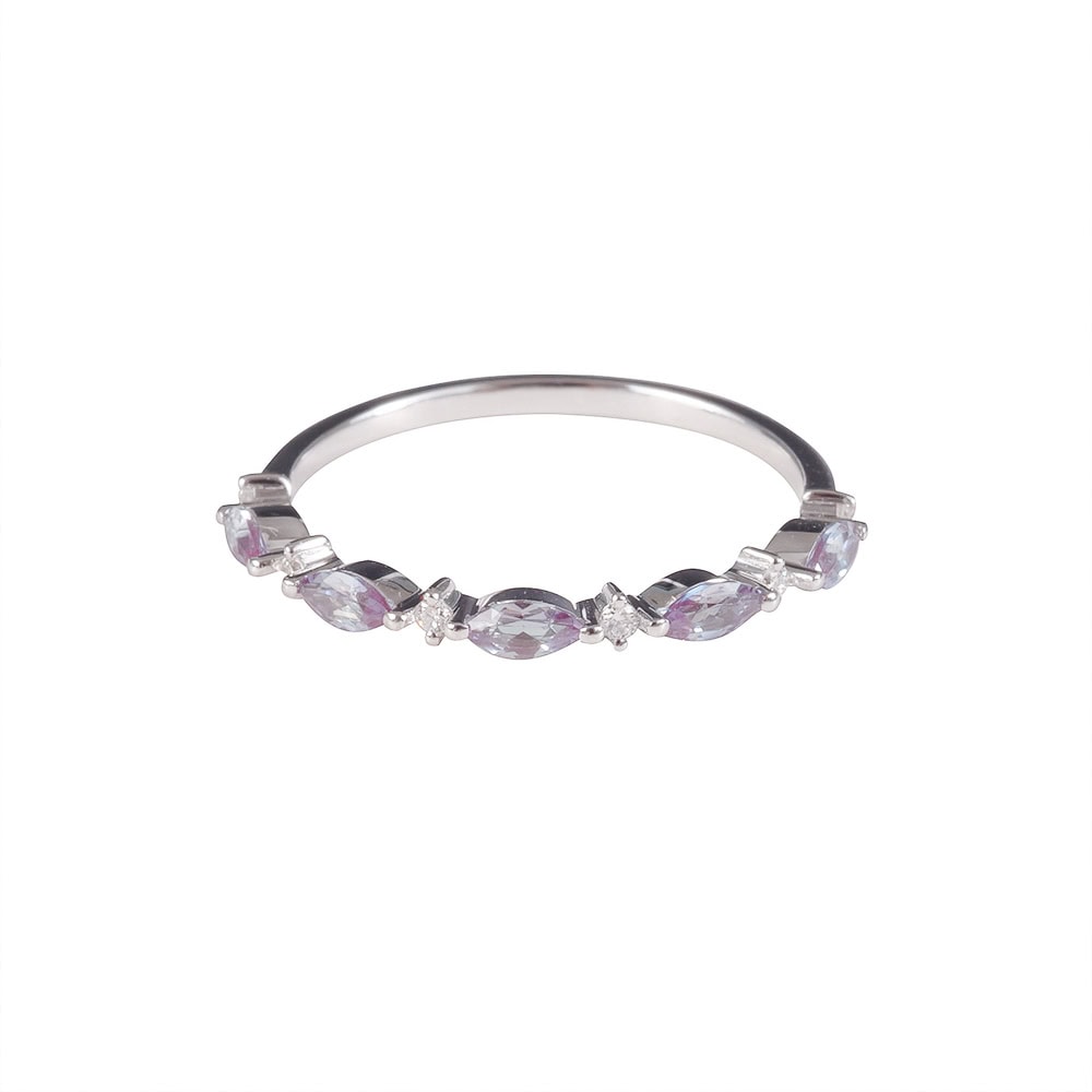 Marquise Cut Alexandrite Diamond Wedding Band - Mabel