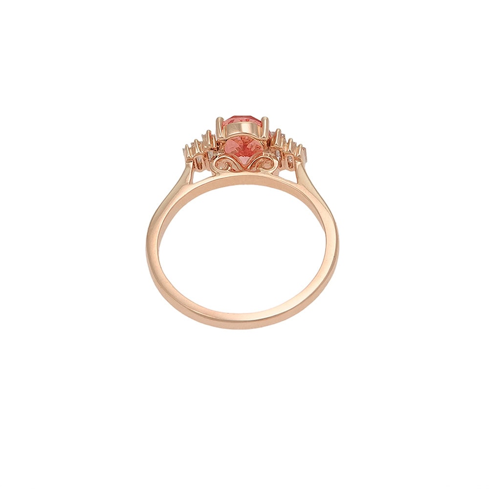 Art Deco Inspired Oval Cut Peach Sapphire Ring – Fiona - Image 4