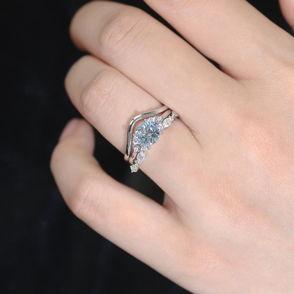 Minimalist Crescent Moon Round Cut Ring In Morganite - Celia - Image 4