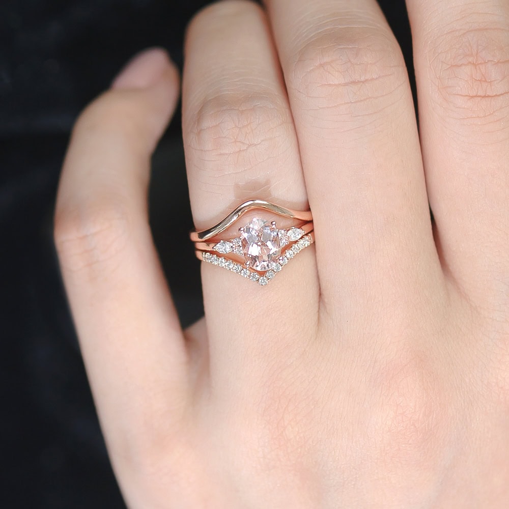 Oval Cut Morganite Diamond Ring - Kendall - Image 2