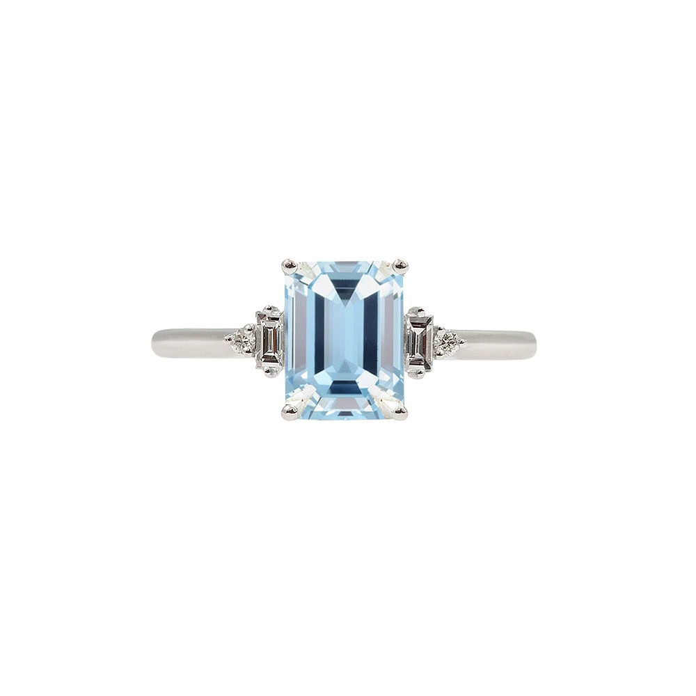 Roe Emerald Cut Aquamarine Ring