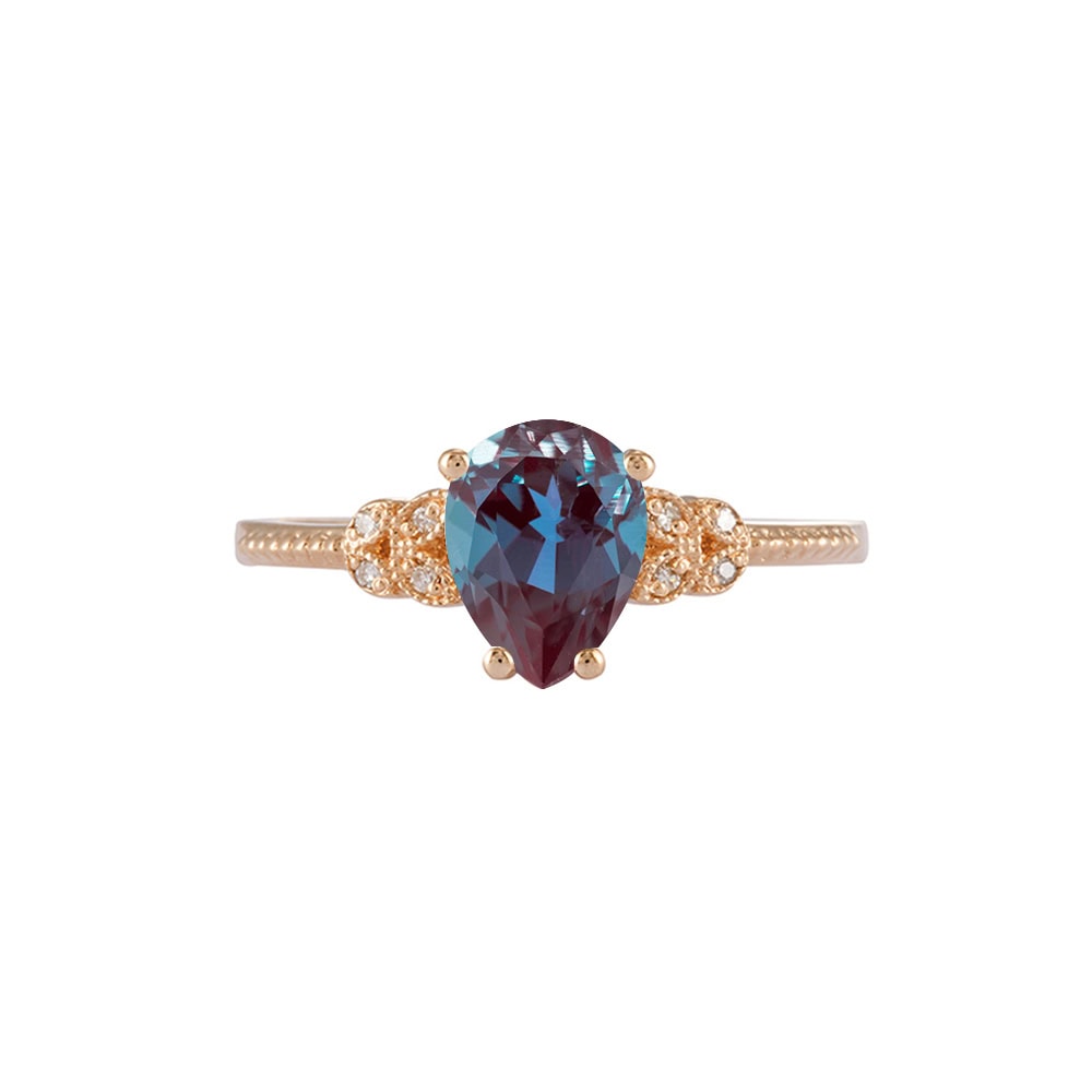 Nature Inspired Pear Cut Alexandrite Ring- Rowan
