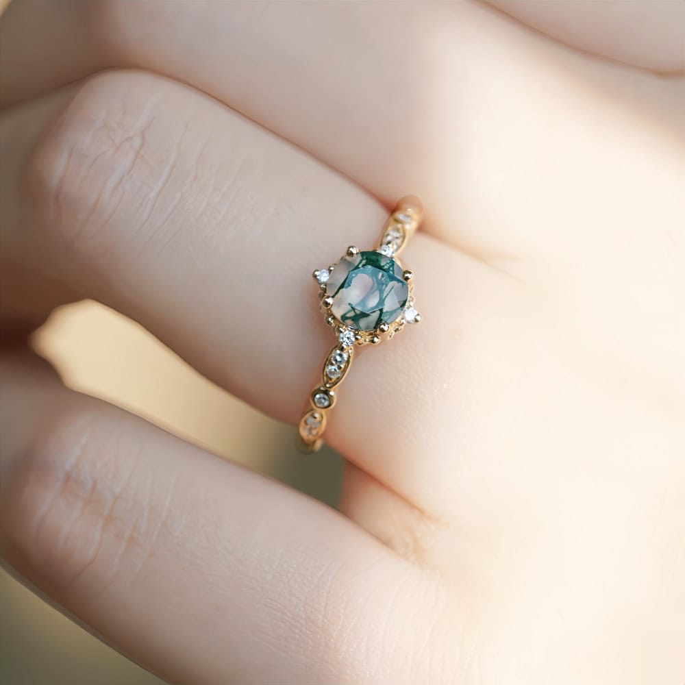 Vintage Moss Agate Engagement Ring - Linden - Image 2