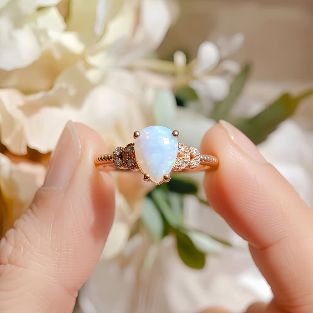 Nature Inspired Pear Cut Opal Ring - Francesca