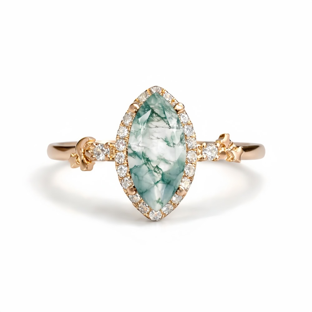 Astraea Marquise In Moss Agate