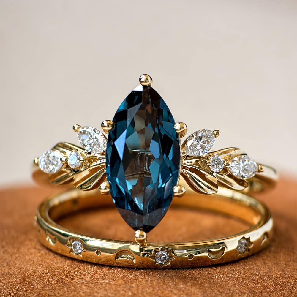 Botanical Marquise Cut Alexandrite Ring – Alyssa - Image 4