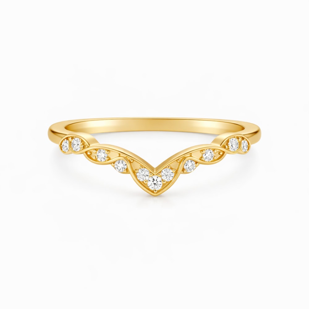 Curved Diamond Contour Band - Lenora
