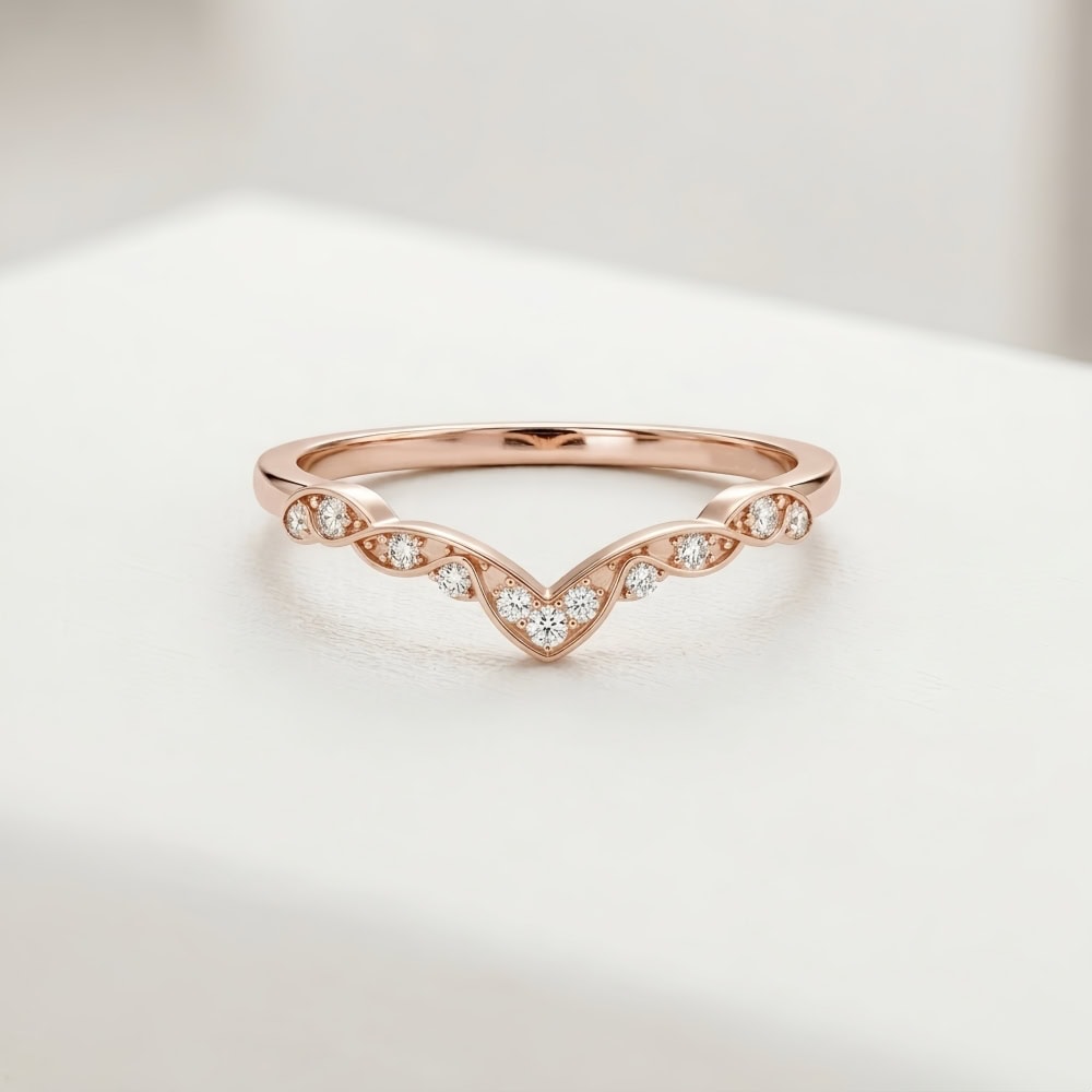 Curved Diamond Contour Band - Lenora - Image 3
