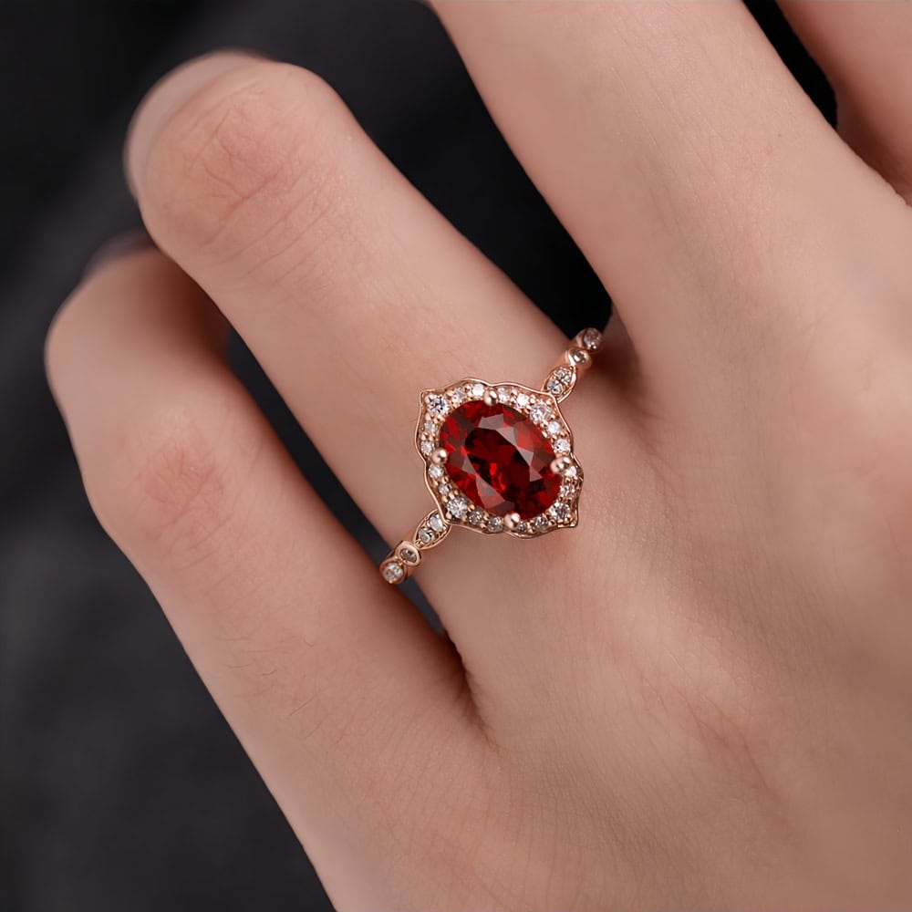 Oval Garnet Engagement Ring - Amy - Image 2