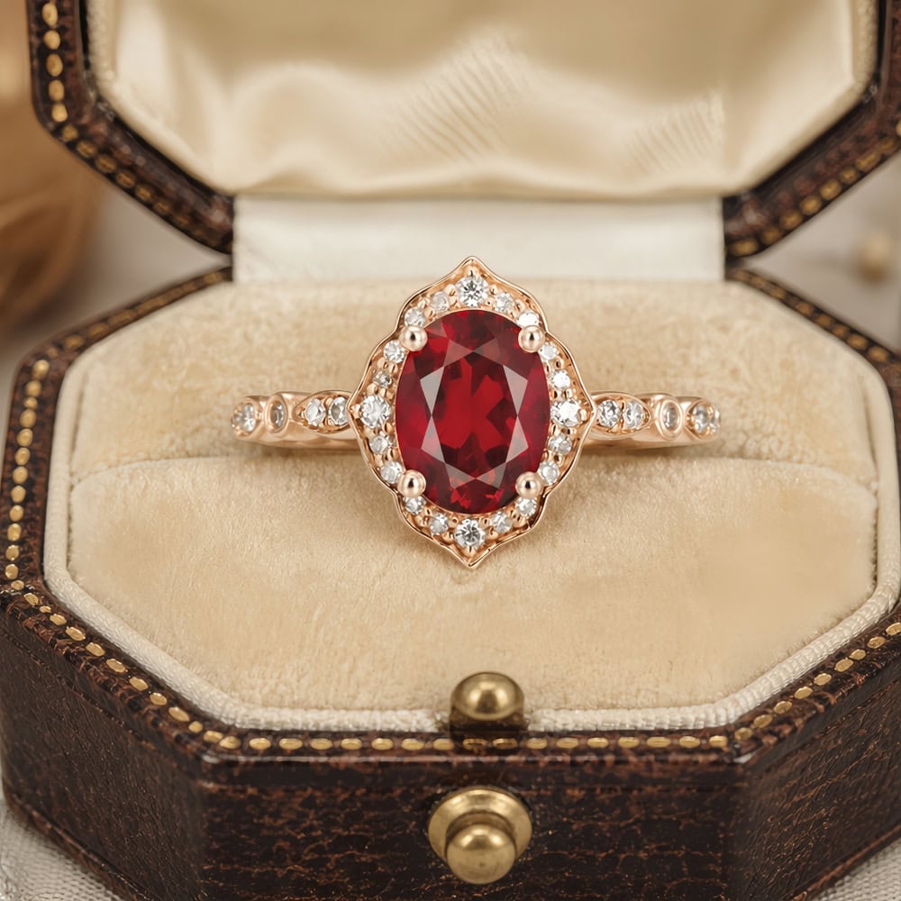 Oval Garnet Engagement Ring - Amy - Image 3