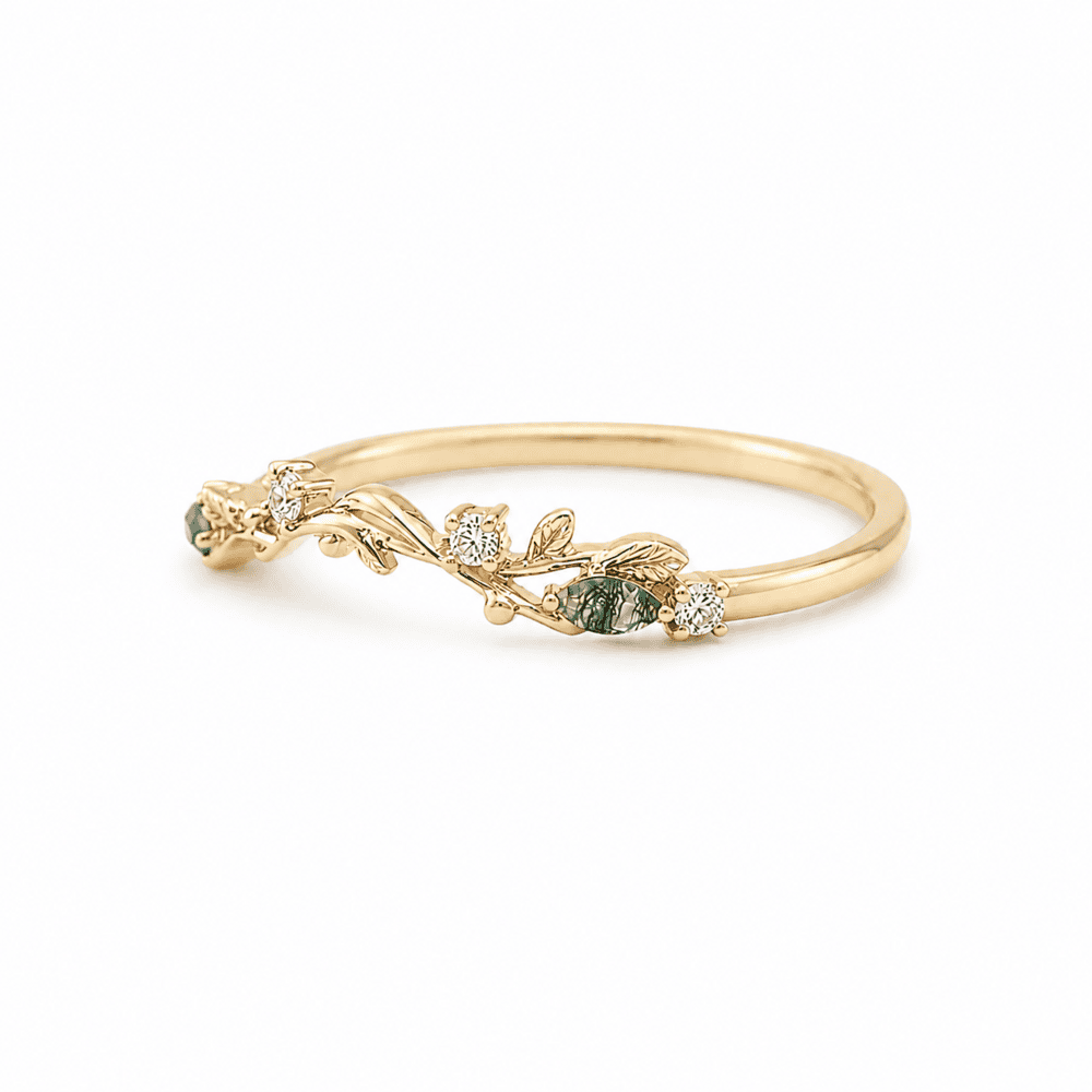 Leaf and Vine Curved Wedding Band - Chloe - Image 4