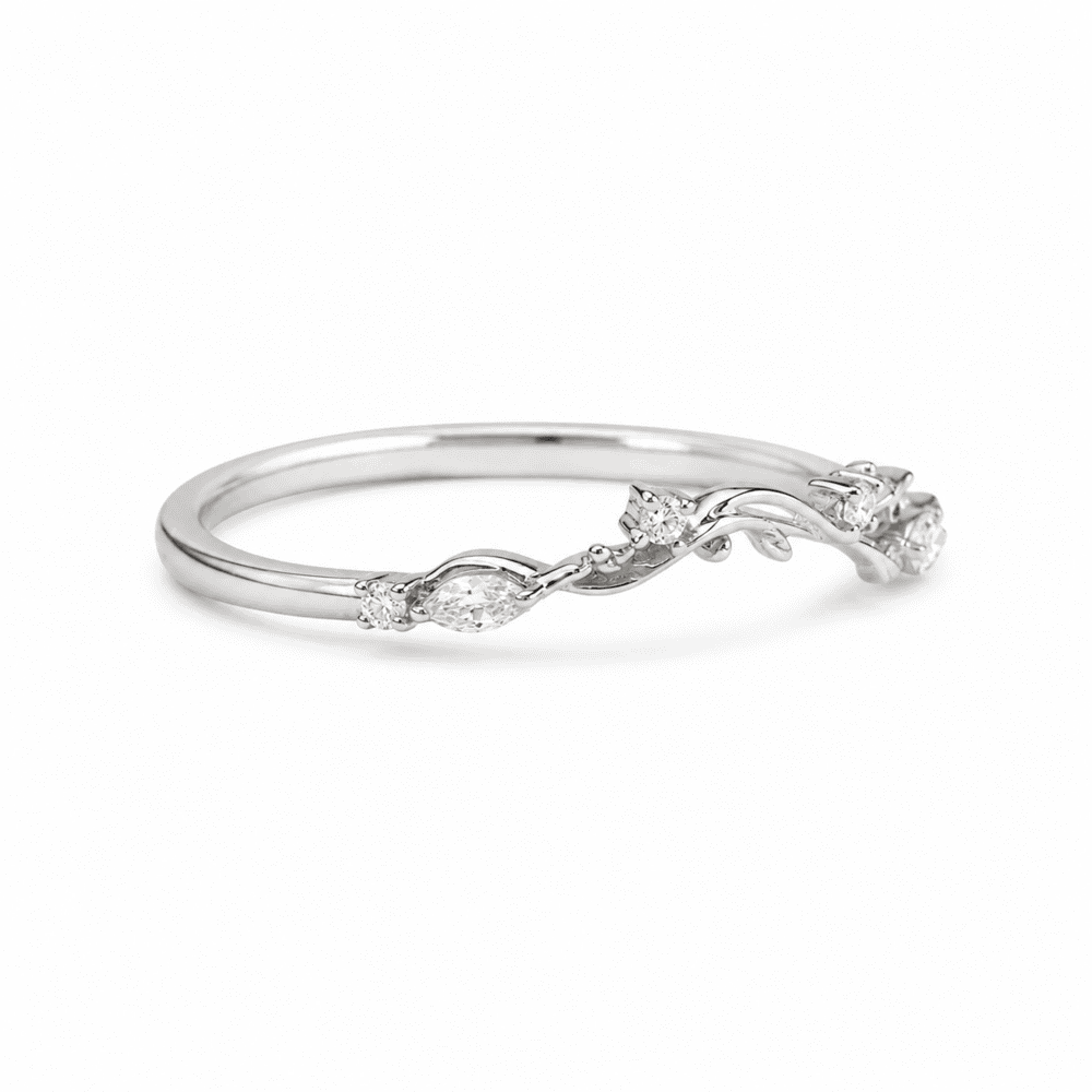 Leaf and Vine Curved Wedding Band - Chloe - Image 6