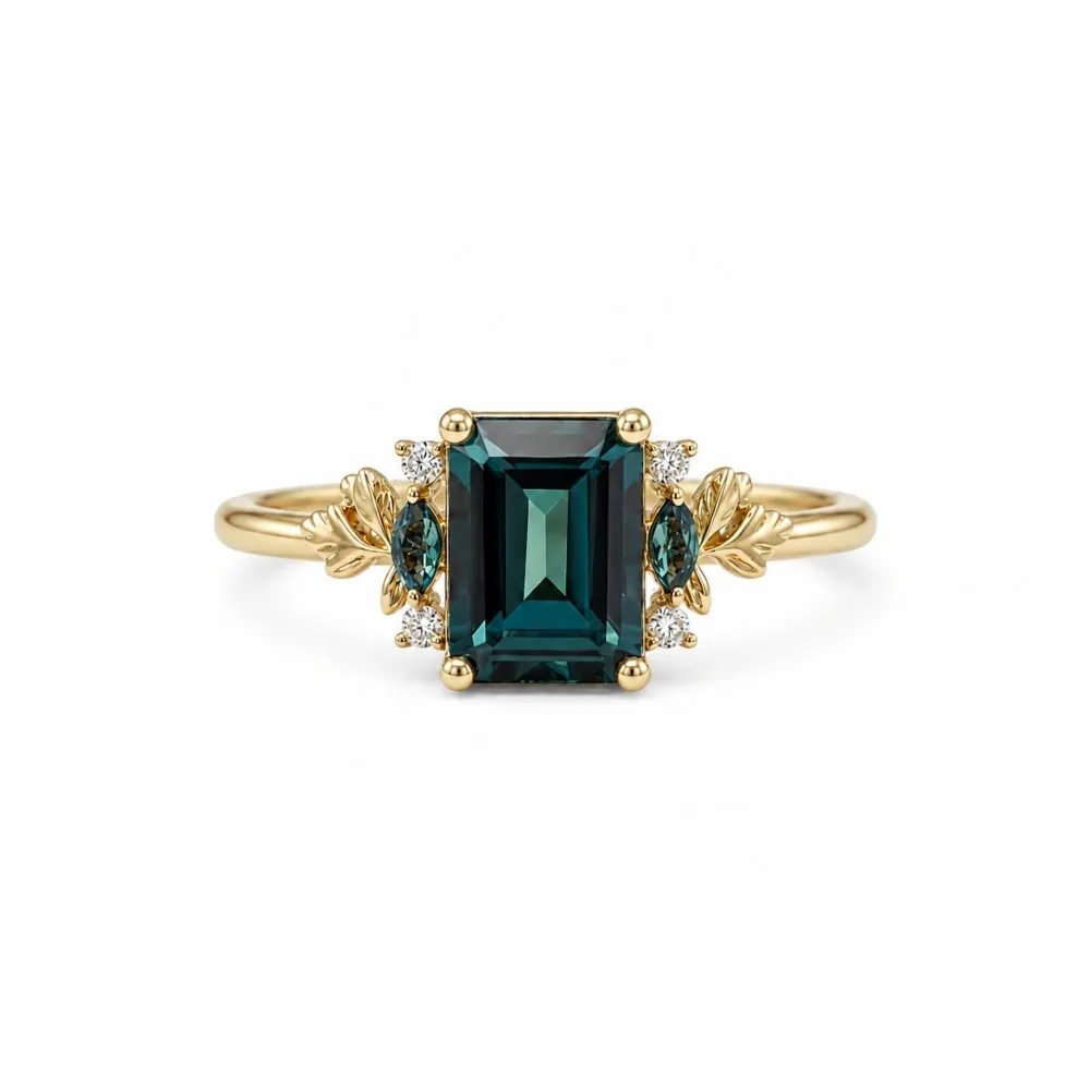 Secret Garden Ring in Emerald Cut Alexandrite - Jasmine