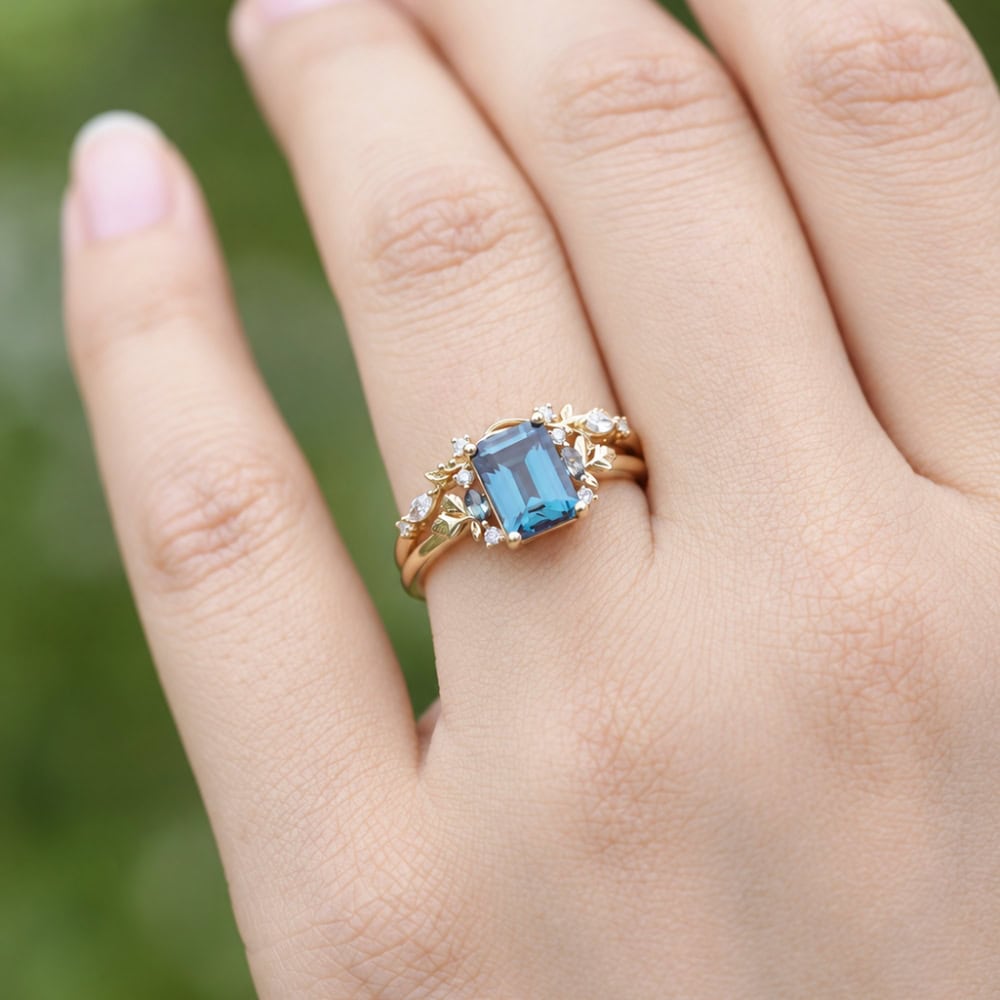 Secret Garden Ring in Emerald Cut Alexandrite - Jasmine - Image 3