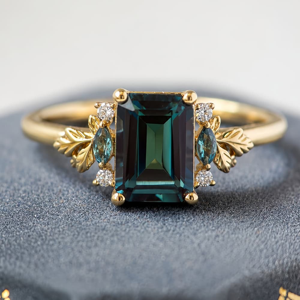 Secret Garden Ring in Emerald Cut Alexandrite - Jasmine - Image 3