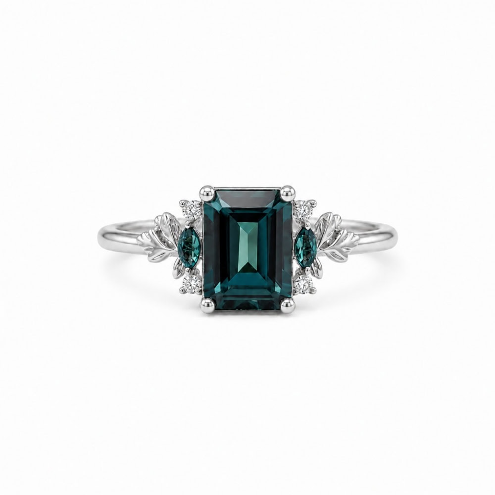 Secret Garden Ring in Emerald Cut Alexandrite - Jasmine - Image 4