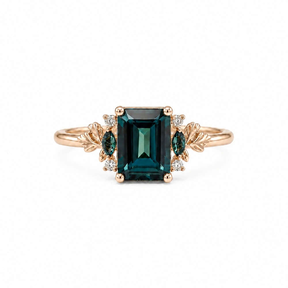 Secret Garden Ring in Emerald Cut Alexandrite - Jasmine - Image 6