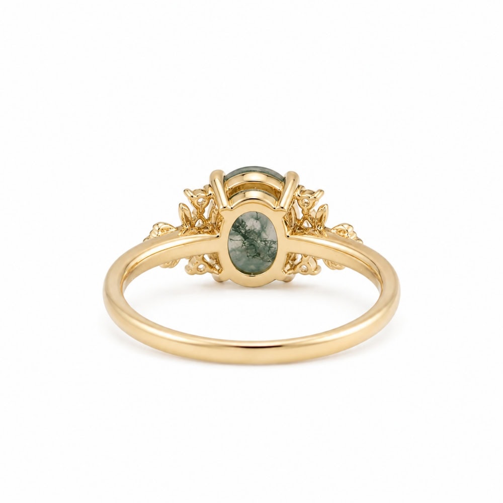 Secret Garden Ring in Oval Cut Moss Agate - Jasmine - Image 2