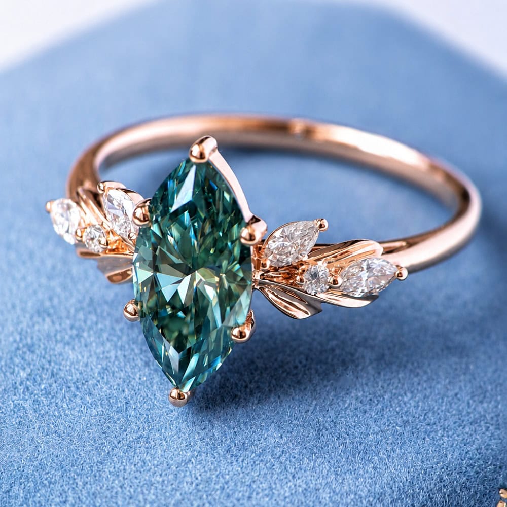 Botanical Marquise Cut Moissanite Ring – Alyssa - Image 2