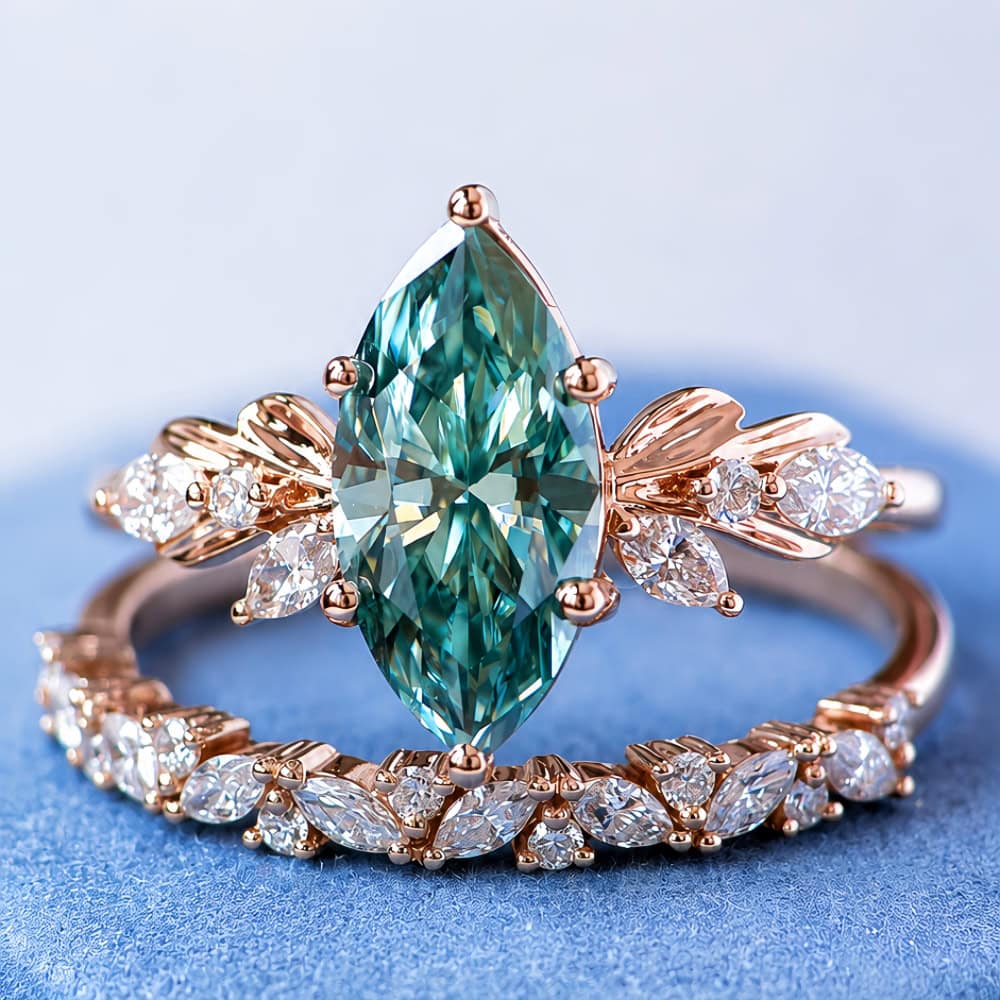 Botanical Marquise Cut Moissanite Ring – Alyssa - Image 3